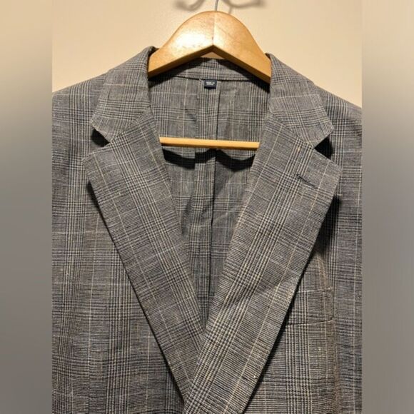 J Crew Men's Slim Fit Thompson Plaid Linen Blazer Front Pockets Gray Black - Picture 13 of 16